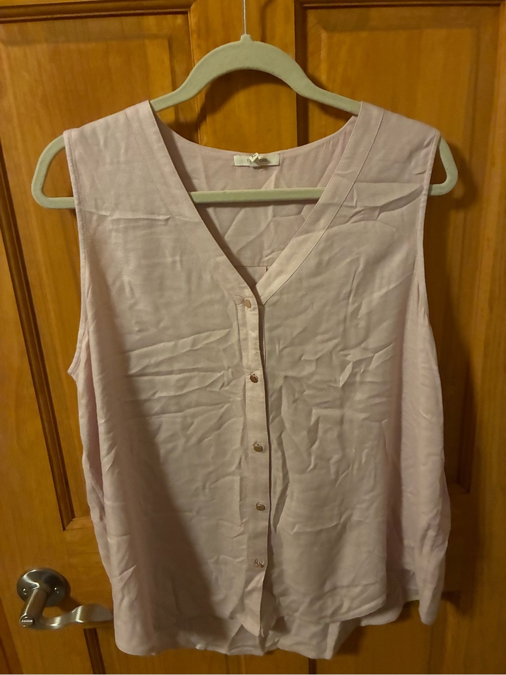 Light Pink Sleeveless Button-Front Women's Top